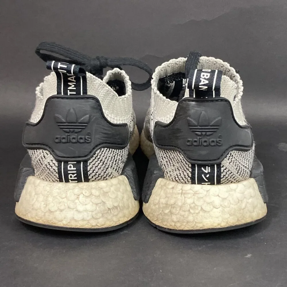 Adidas NMD R1 Primeknit -Men's Sz 5 -Black/White/Gray Sesame 2018 Shoes - AQ0899